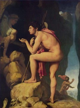  Auguste Lienzo - Edipo y la Esfinge desnudo Jean Auguste Dominique Ingres